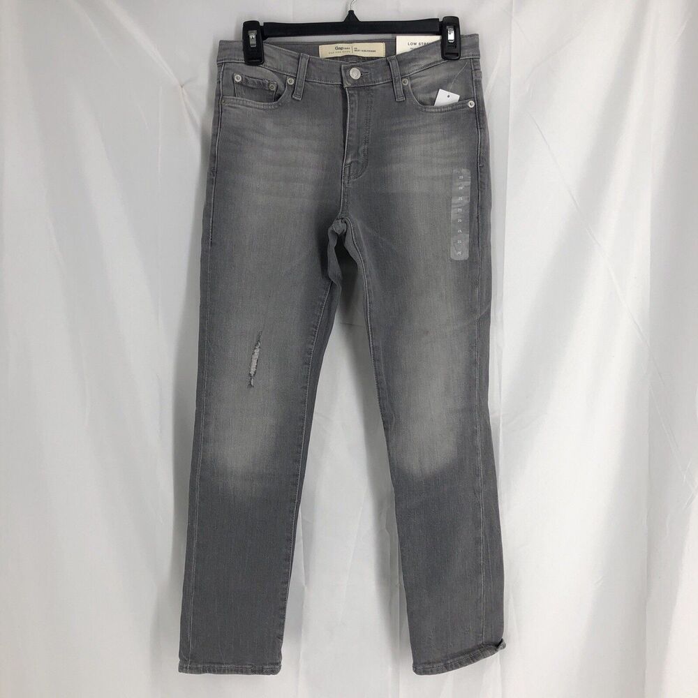 Gap Denim Jeans Womens 25 Gray Denim Best Girlfriend Low Rise Tapered Leg